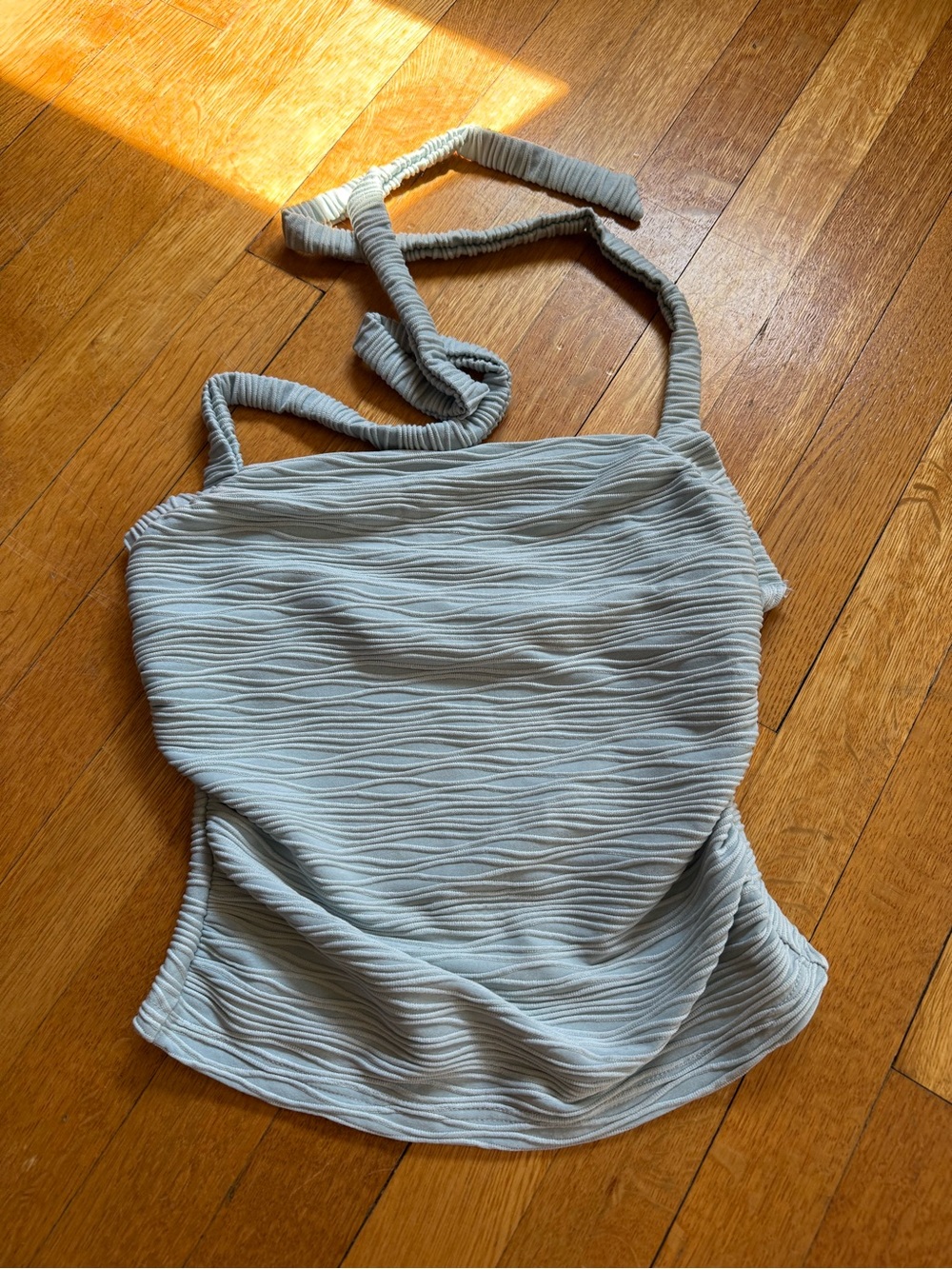 SHEIN Light Blue Textured Halter Camisole